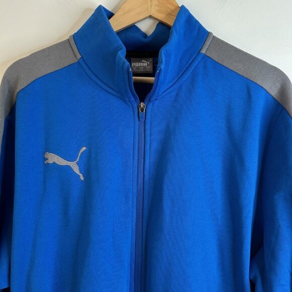 Puma Track Jacket Mens XL Blue Gray Alpha P48 Full Zip Pockets Logo 587021-08 - Picture 2 of 10